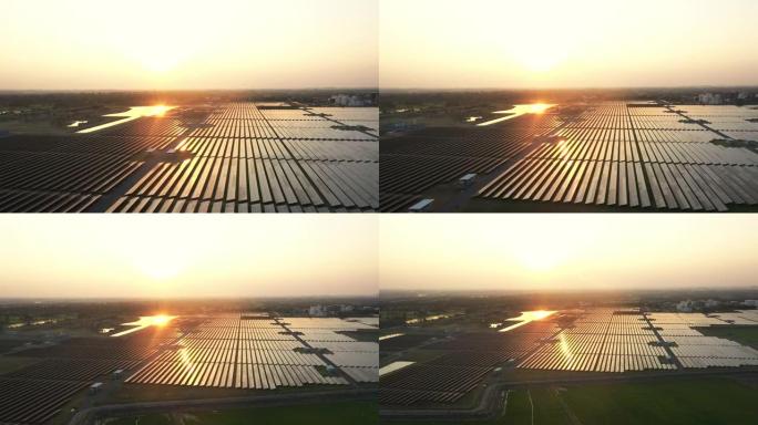 鸟瞰图中的太阳能农场