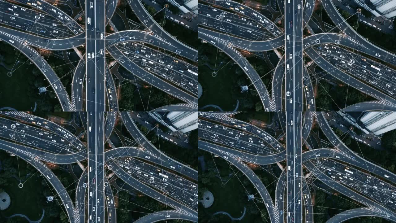 未来智能交通俯拍俯视物联网车联网