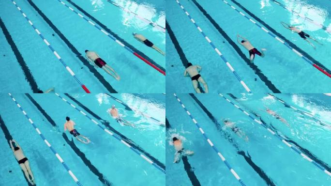 三名运动员在水下游泳