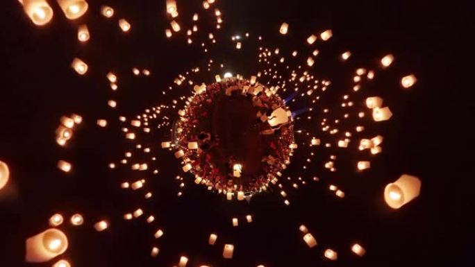 360小星球天灯在loi kathong国际节，目的地旅游清迈，泰国。8k源