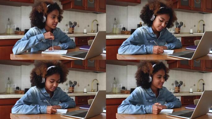 非洲少女在家使用现代技术电子学习