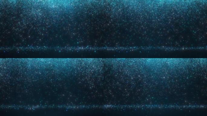 蓝色粒子下雨-黑暗循环背景动画-闪光，雪，雨
