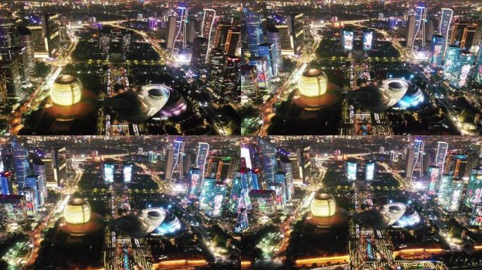 杭州现代城市景观夜景车流金融中心cbd灯