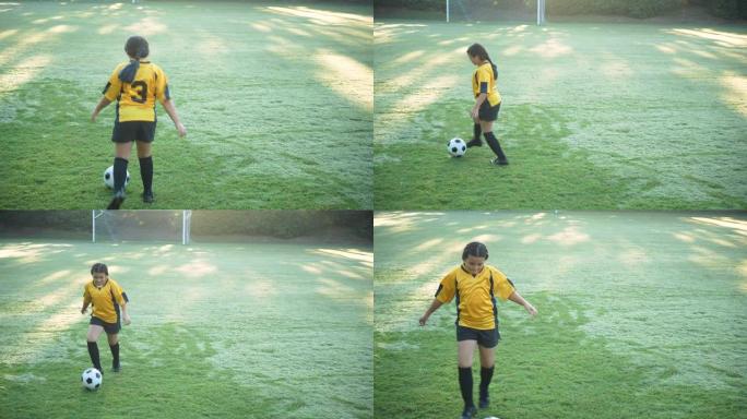 西班牙裔女孩炫耀足球技巧，控球