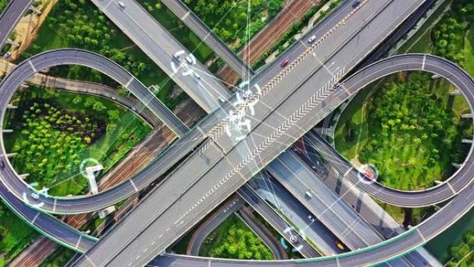 智能交通来往通过交叉路口智能化交通管理