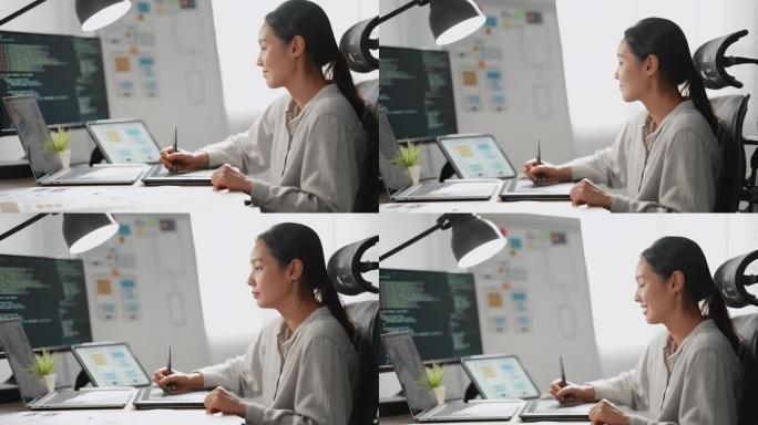 在建筑工地使用数字平板电脑检查结构的女工程师