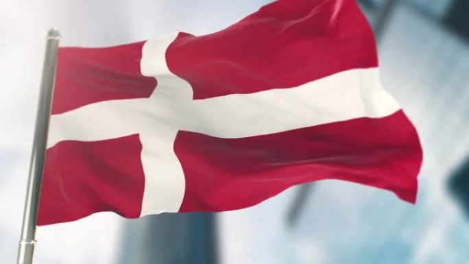丹麦国旗。慢动作