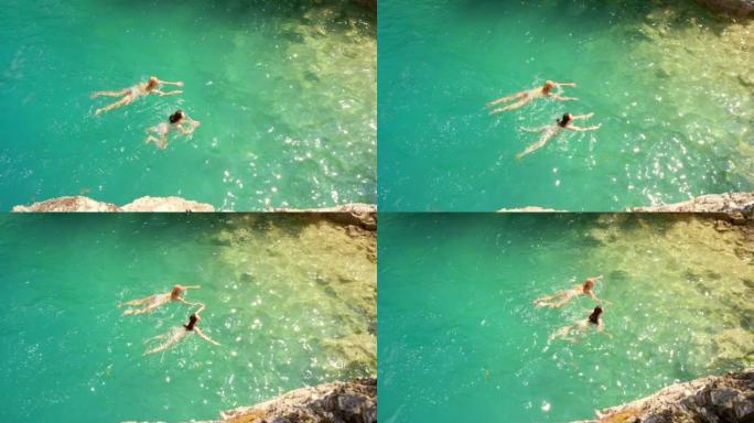 两名女子在法国游泳的4k录像