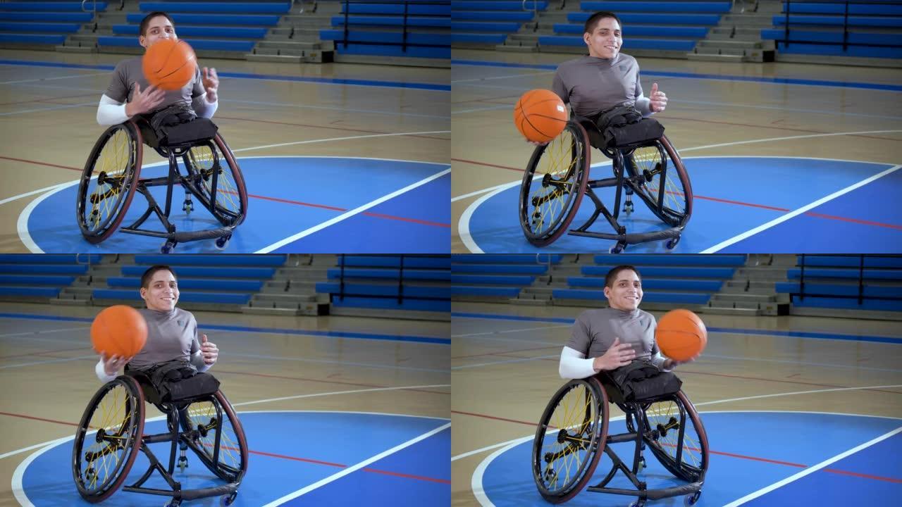 脊柱裂男子打轮椅篮球