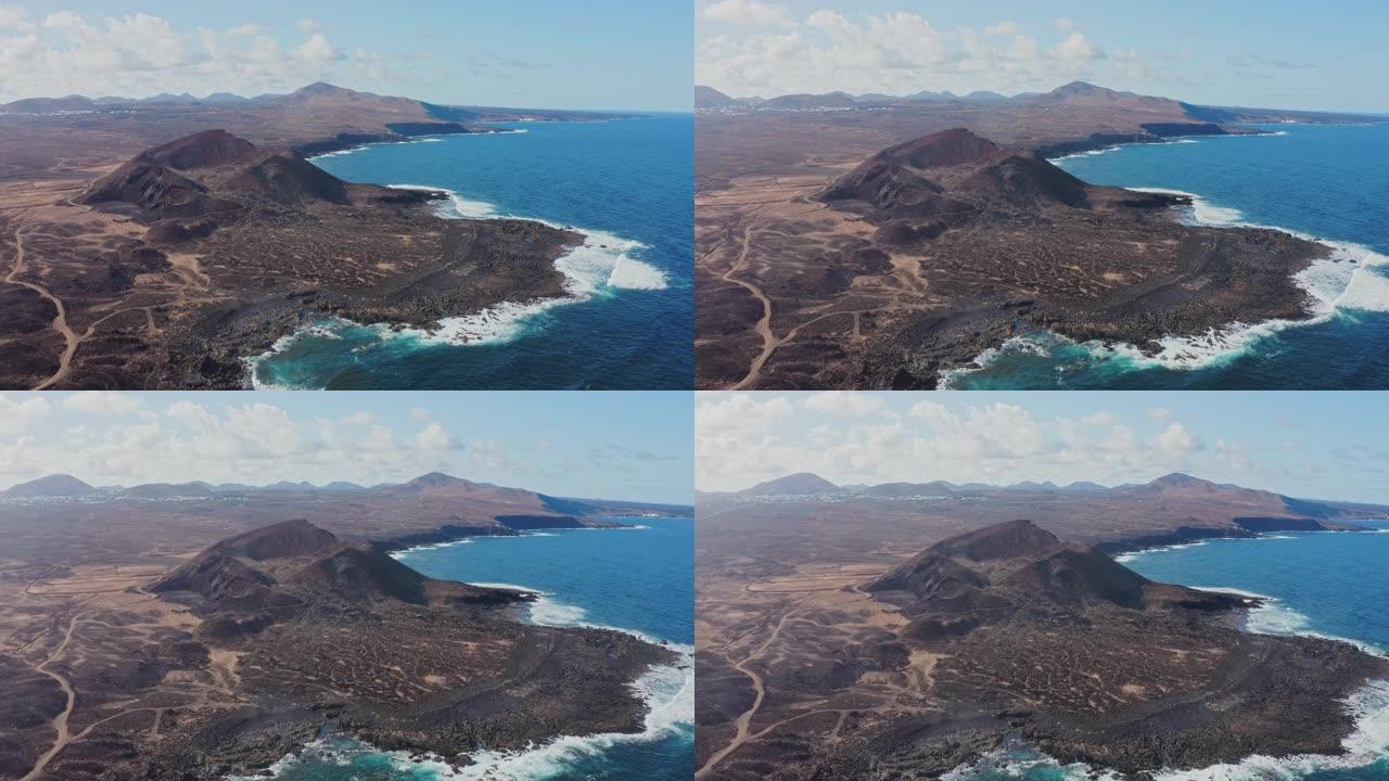 西班牙加那利群岛，空中WS海岸和海洋/兰萨罗特