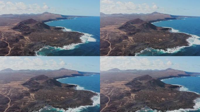 西班牙加那利群岛，空中WS海岸和海洋/兰萨罗特