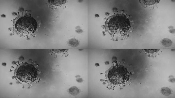 新型冠状病毒肺炎病毒颗粒的微观视图