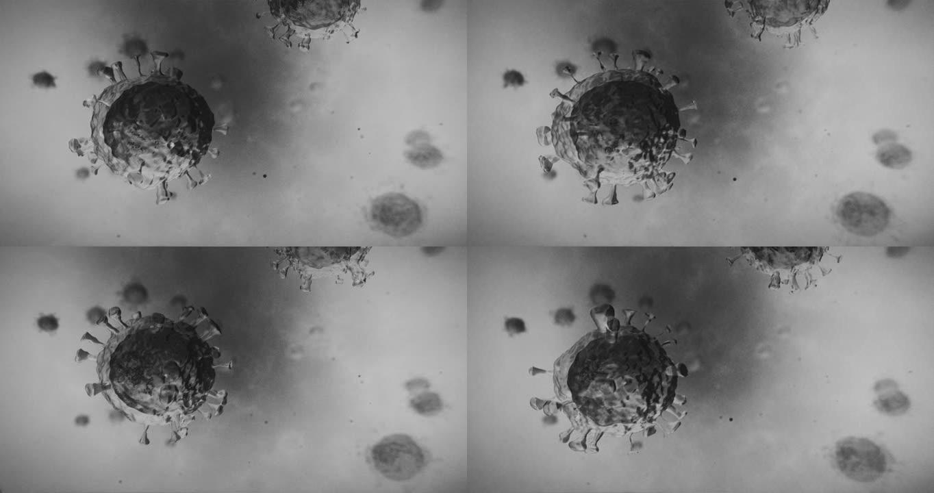 新型冠状病毒肺炎病毒颗粒的微观视图