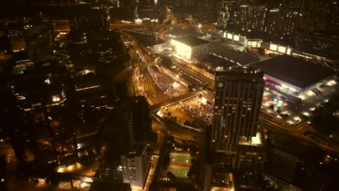 香港海底隧道夜景夜景灯火车流金融中心城市