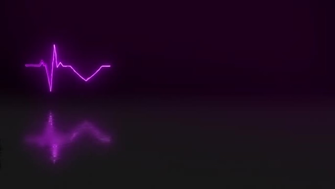 数字cgi心跳线在黑色复制空间背景下以紫色照明。特殊效果的动画心电图。用于医疗保健的心脏形状的3D计
