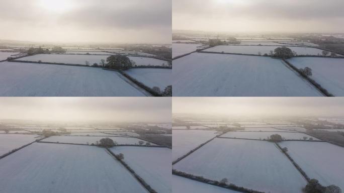 英格兰的空中雪景雪林雪景英格兰