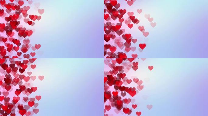 情人节背景，平面风格的心形图标移动动画。爱情符号的概念，像按钮，吧台，设计元素，情感，社交媒体，情人