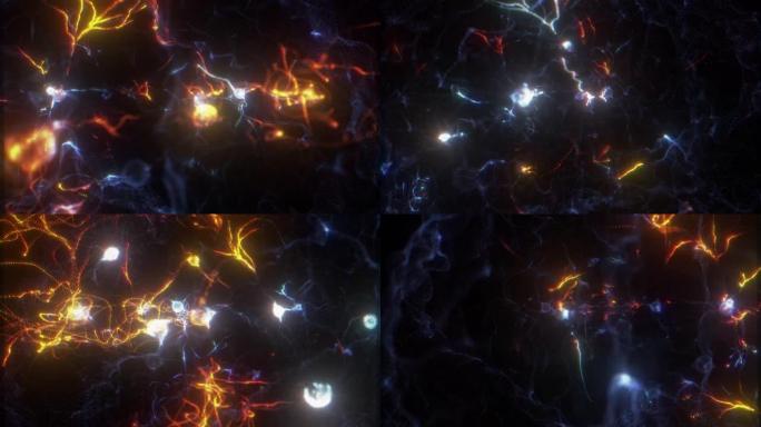 活动神经元细胞视频。大脑神经元医学背景。
