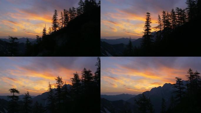 空中: 日出时美丽的山景