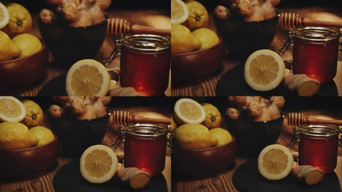 蜂蜜柠檬和姜食物蜂蜜柠檬