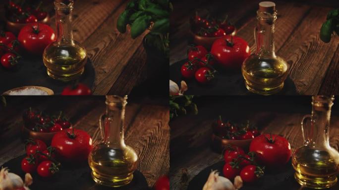 番茄大蒜和松子食品原料拍摄