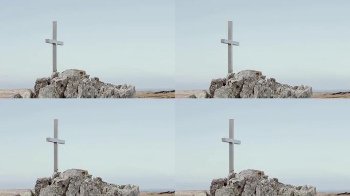 无线岭纪念碑，无线岭是阿根廷投降前在斯坦利，福克兰群岛(马尔维纳斯群岛)的最后战役之一。4 k决议。
