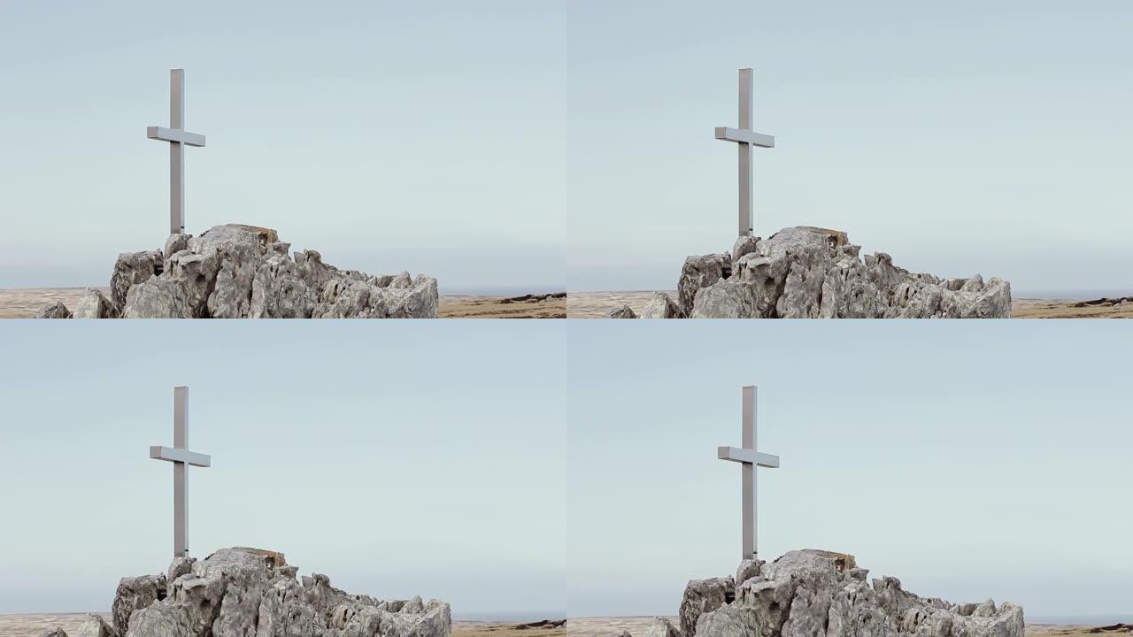 无线岭纪念碑，无线岭是阿根廷投降前在斯坦利，福克兰群岛(马尔维纳斯群岛)的最后战役之一。4 k决议。