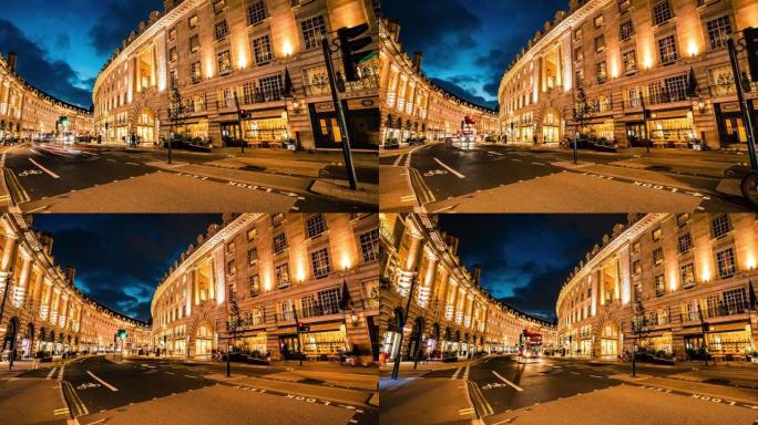 伦敦市皮卡迪利广场的晚间照明