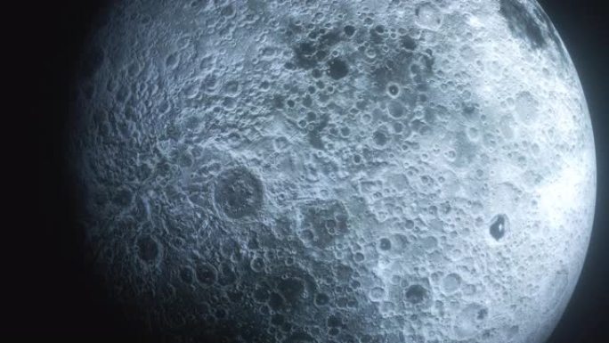 月亮相位的特写3D动画时间流逝。美丽的夜间月亮无缝循环背景。逼真的清洁月球表面全周期阴影。夜间发光的