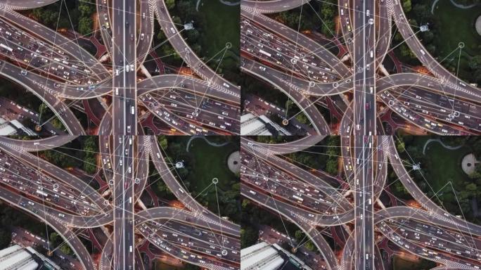 未来智能交通分流车道视频素材交通要道高架