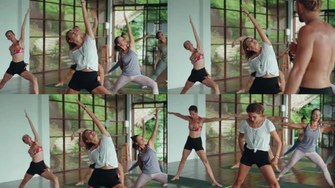 瑜伽课姿势动作外国人训练锻炼