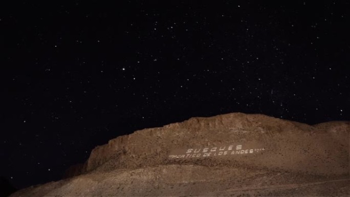 阿根廷胡胡伊省安第斯村庄Susques的星夜。延时。