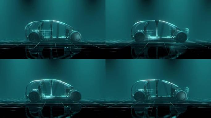现代3D可视化中的未来派电动汽车