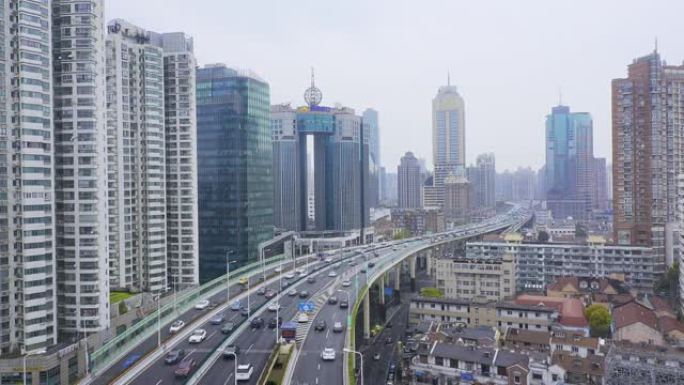 上海的空中飞行上海金融中心CBD城市航拍
