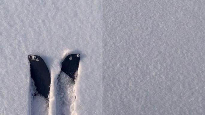 POV: 在前往斯洛文尼亚偏远地区的滑雪旅行中仰望雪山