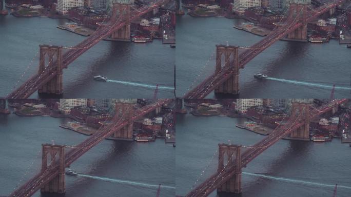 美国东河布鲁克林大桥的纽约城市景观