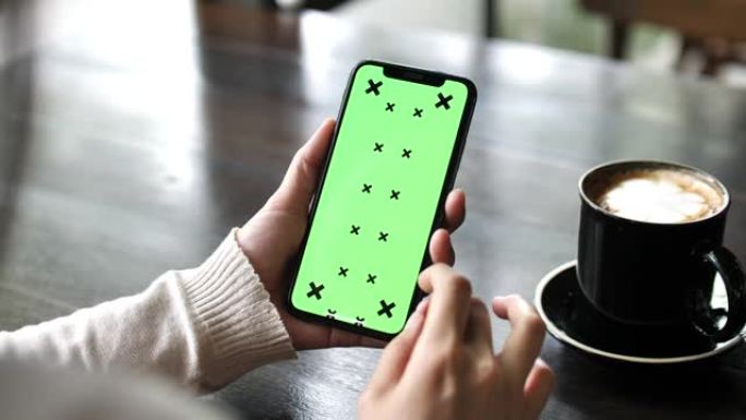 绿屏智能手机抠像合成咖啡