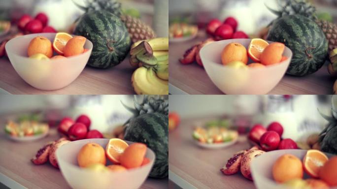 五颜六色的水果水果特写视频素材