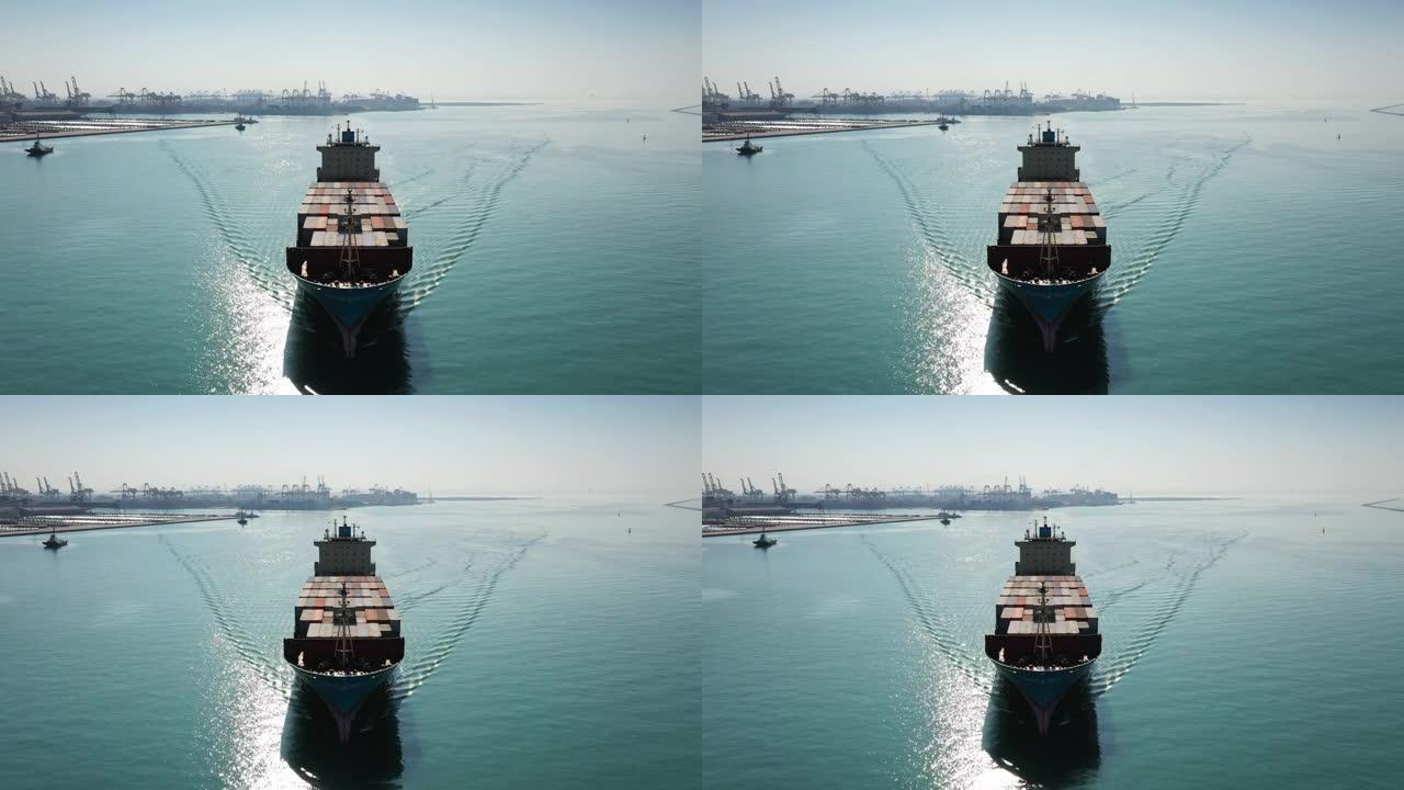 海上集装箱船航拍货运物流供应链