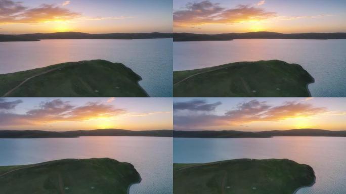 日落时的湖泊和岛屿非常棒