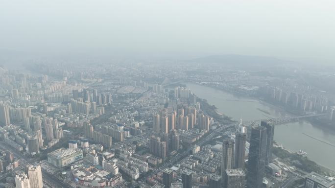 阴天福州航拍城市下雨天建筑云雾缭绕风光