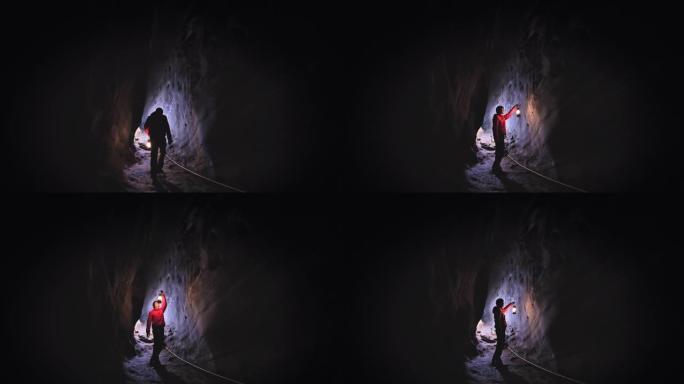 探索洞穴的人风景如画奇观奥秘