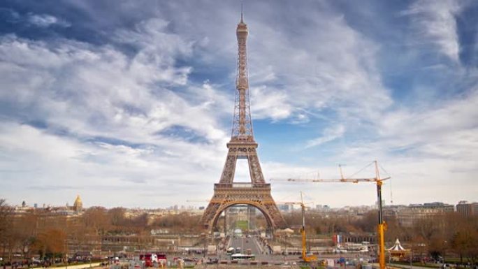 埃菲尔铁塔。巴黎外国地标建筑国外景区延时