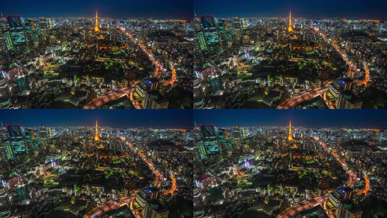 东京城市景观之夜时光倒流