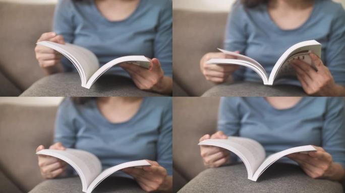 亚洲女性在家读书看书翻书