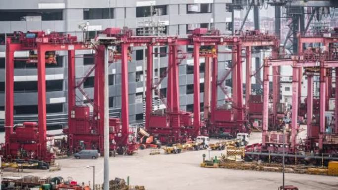 香港港口货物转运枢纽和集装箱运输的时间流逝