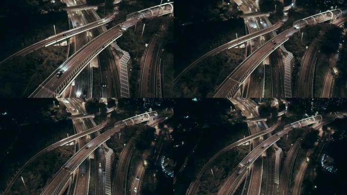 交通高峰期公路和城市交通的鸟瞰图
