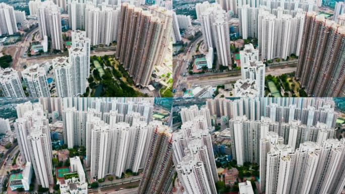 无人机俯瞰香港公共屋村