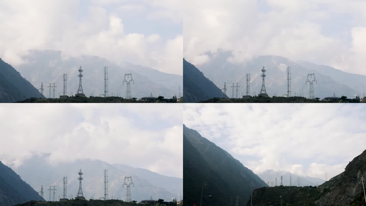 电厂，变电站，山，云，延时4K