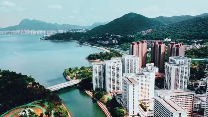 香港的公寓景观小区航拍楼盘